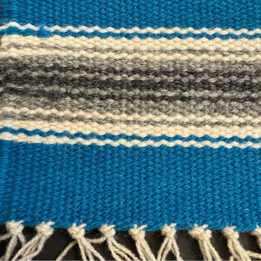 VTG Ortega's Chimayo Framed Wool Hand Woven Southwest Table Mat Rug 100% Wool